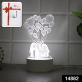 3D Illusion LED Night Lamp with House and Balloons Design